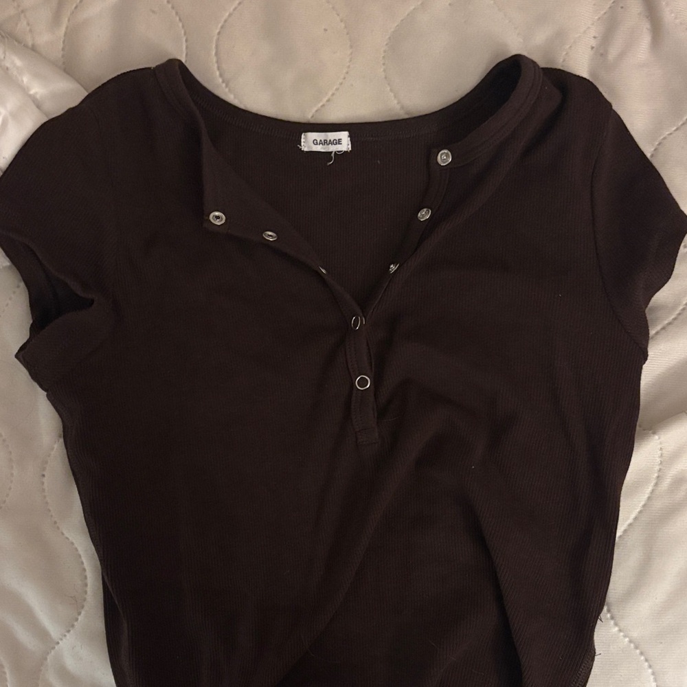 Garage Women's Dark Brown Short Sleeve Top